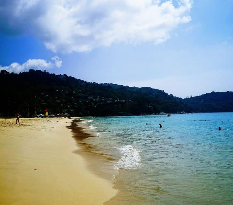 A golden sandy beach, with blue sea in Phuket, Thailand