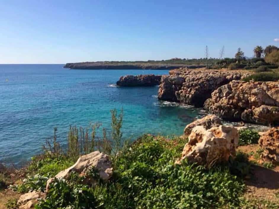 Rugged, rocky coastline with turquoise blue sea